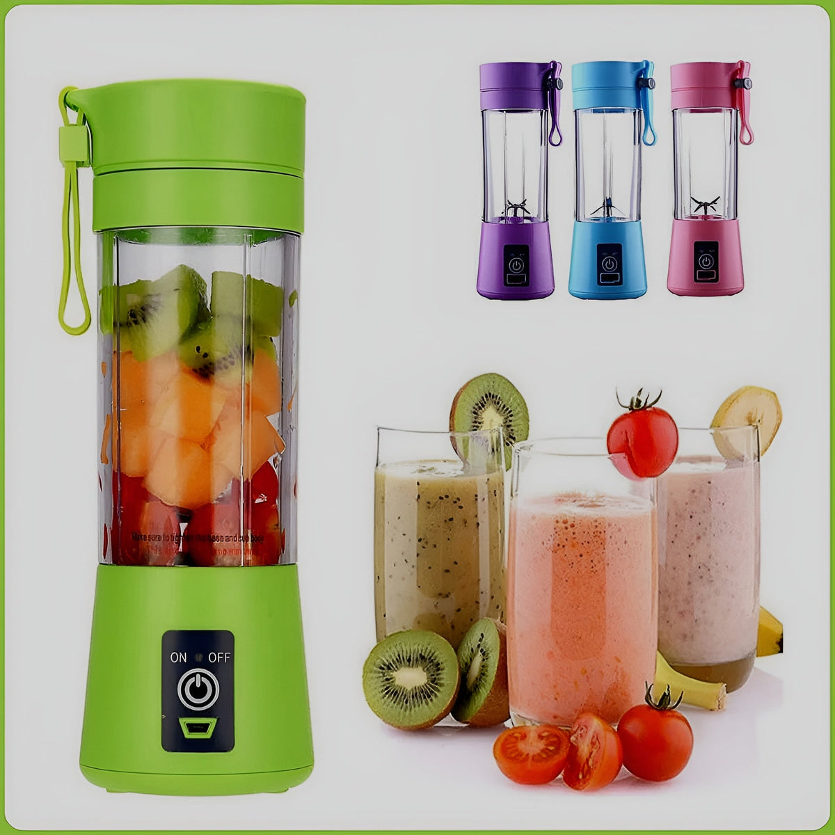 Portable Blender 380ml – Rechargeable USB Personal Smoothie Maker with 6 Blades