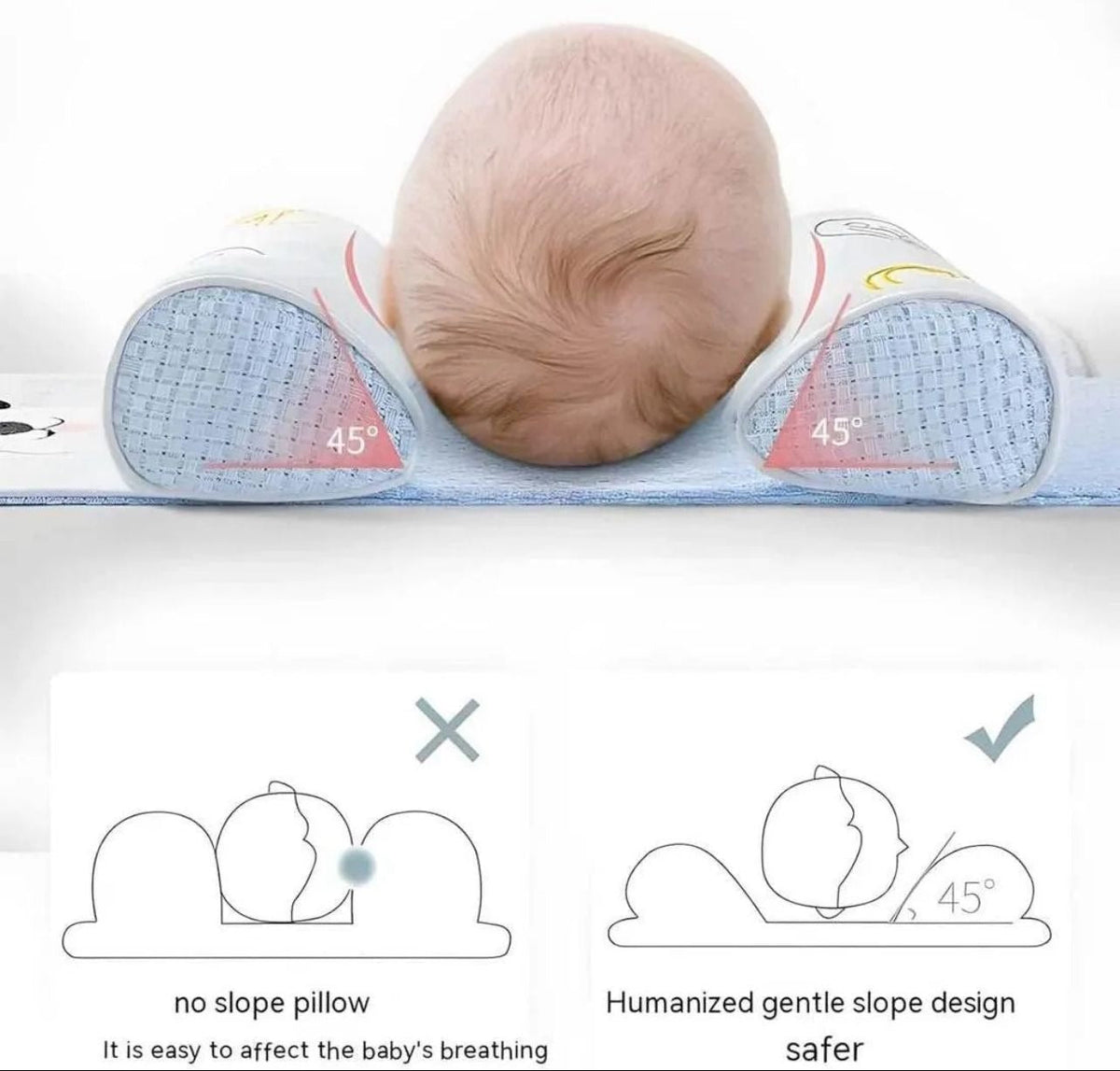 Adjustable Baby Sleeping Support Pillow – Anti-Roll Cushion & Infant Sleep Positioner (Random Color)