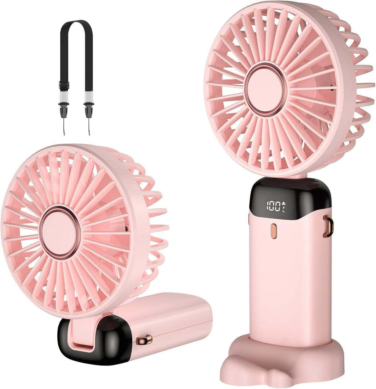 Digital Display Portable Mini Fan – 5-in-1 USB-C Rechargeable Handheld Fan