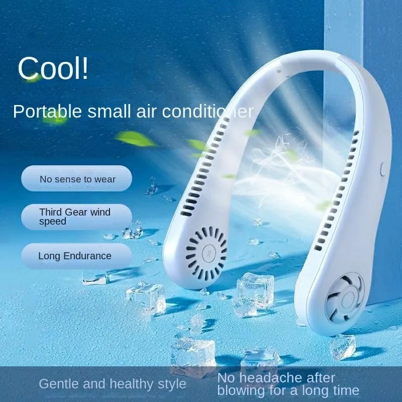 Portable Bladeless Neck Cooler – Hands-Free 360° Airflow USB Rechargeable Neck Fan 1200mAh