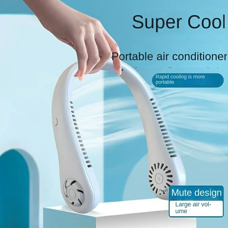 Portable Bladeless Neck Cooler – Hands-Free 360° Airflow USB Rechargeable Neck Fan 1200mAh