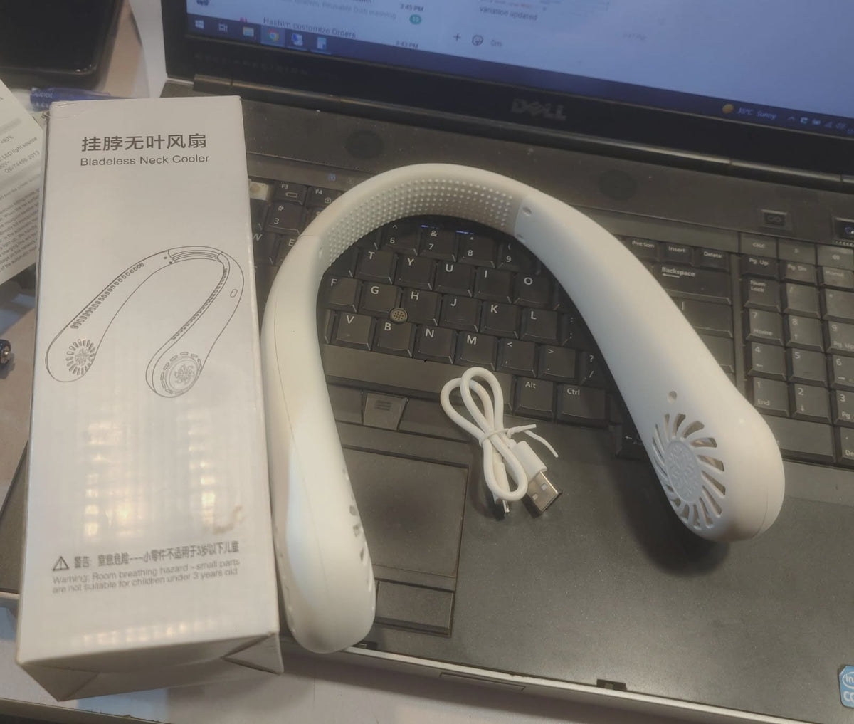 Portable Bladeless Neck Cooler – Hands-Free 360° Airflow USB Rechargeable Neck Fan 1200mAh