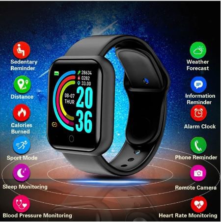 D20 Ultra Smart Watch – Heart Rate & Blood Pressure Monitor, Fitness Tracker with Smart Notifications
