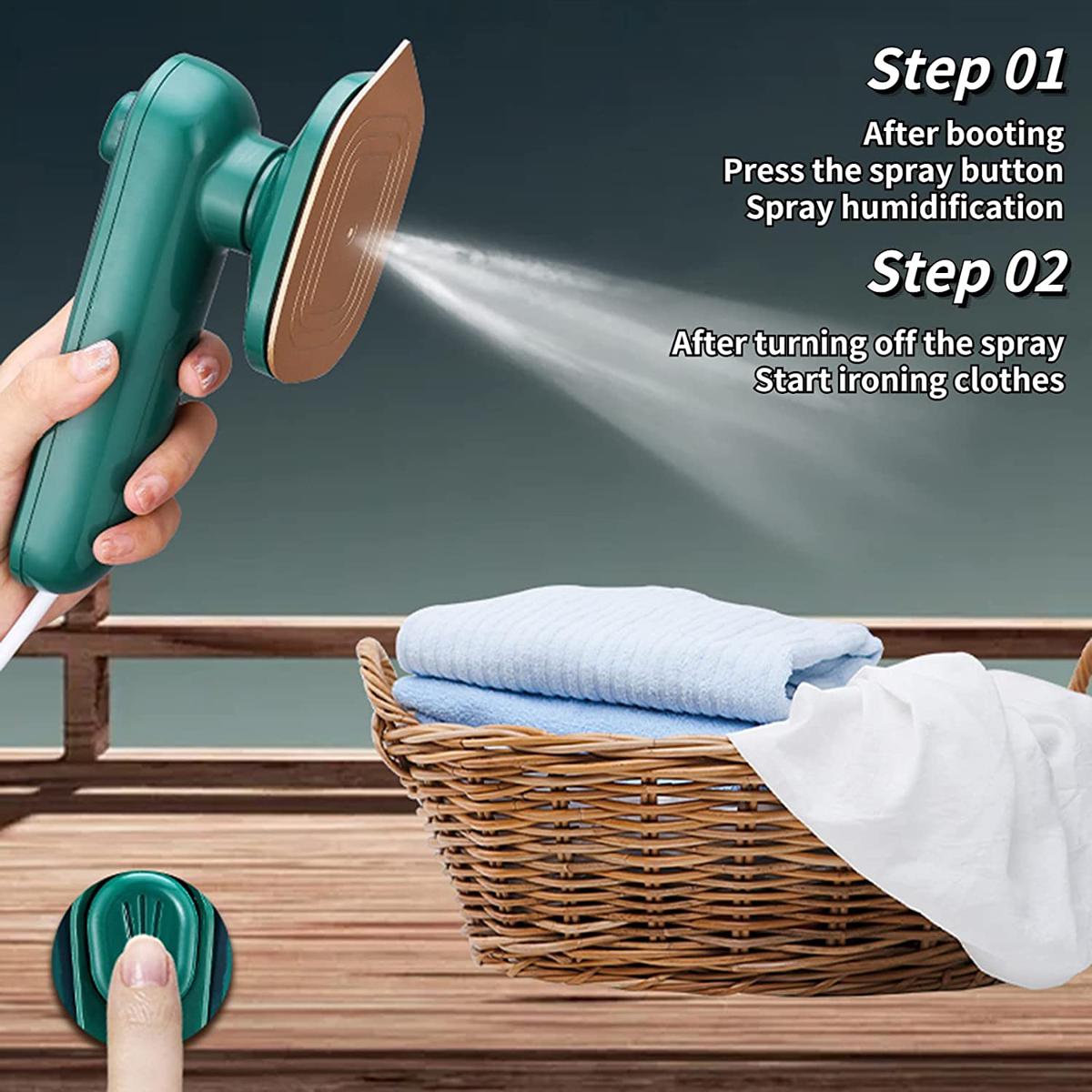 Portable Steam Iron with Spray | Mini Travel Iron with Titanium Plate