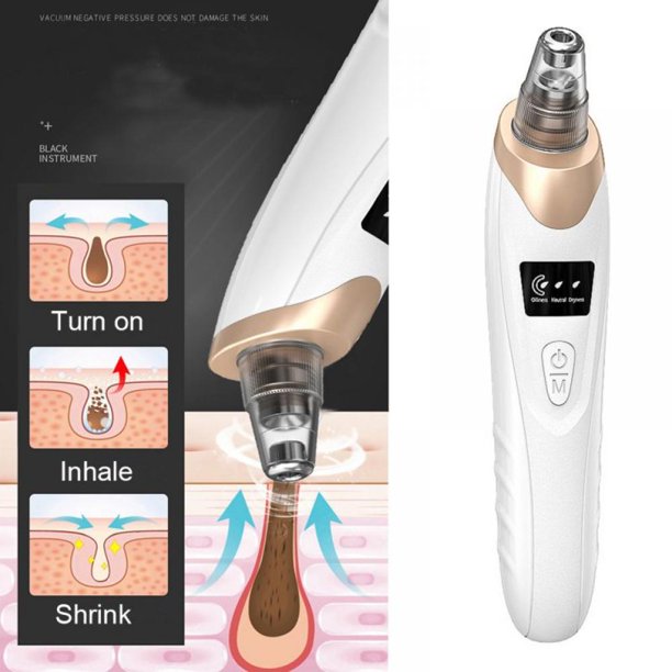 Electric Blackhead Remover Pore Vacuum – 3 Suction Levels, 5 Heads & USB Rechargeable Facial Cleaner