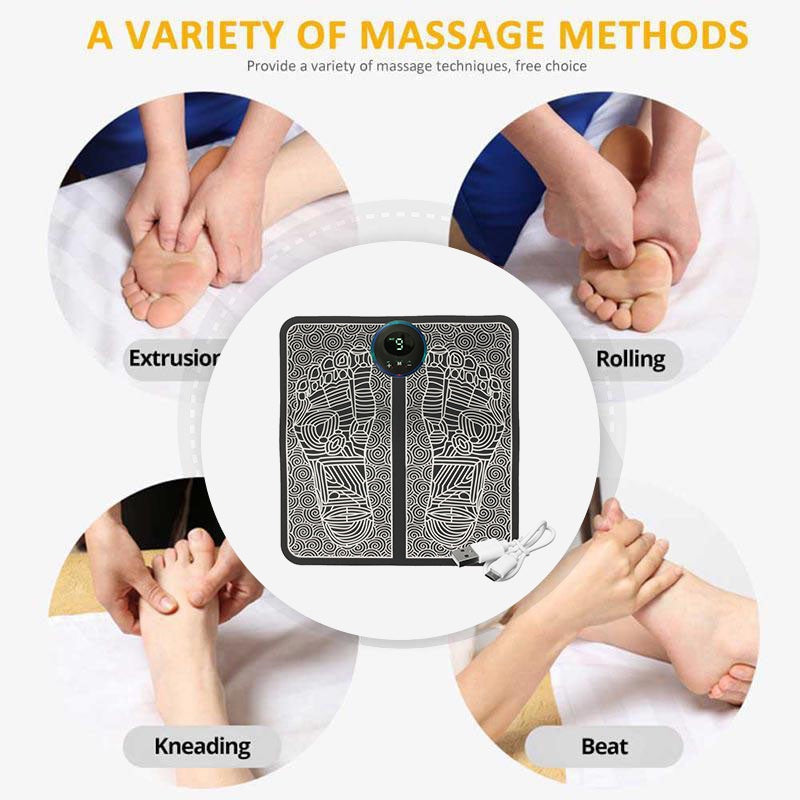 EMS Electric Foot Massager Mat – Smart Display USB Rechargeable Foot Massage Pad