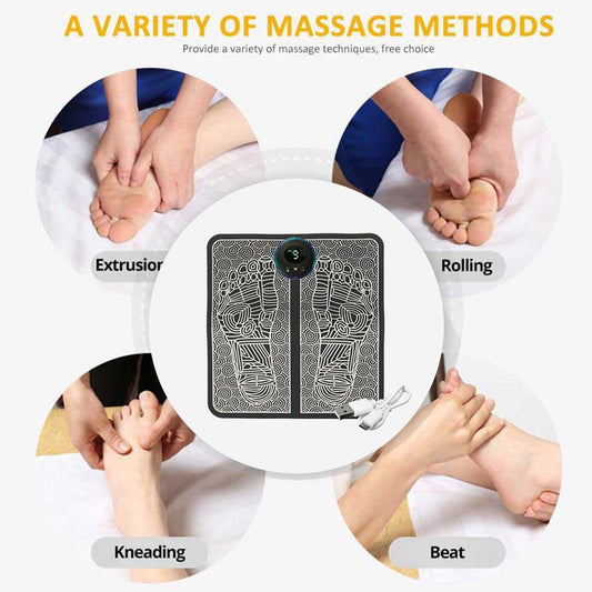 EMS Electric Foot Massager Mat – Smart Display USB Rechargeable Foot Massage Pad