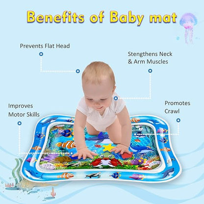 Inflatable Tummy Time Water Mat for Babies | Leakproof Baby Water Play Mat