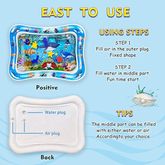 Inflatable Tummy Time Water Mat for Babies | Leakproof Baby Water Play Mat
