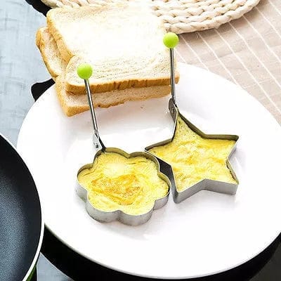 Pack of 4 Stainless Steel Egg Molds – Star, Heart, Flower & Round Egg Shapers