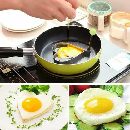 Pack of 4 Stainless Steel Egg Molds – Star, Heart, Flower & Round Egg Shapers