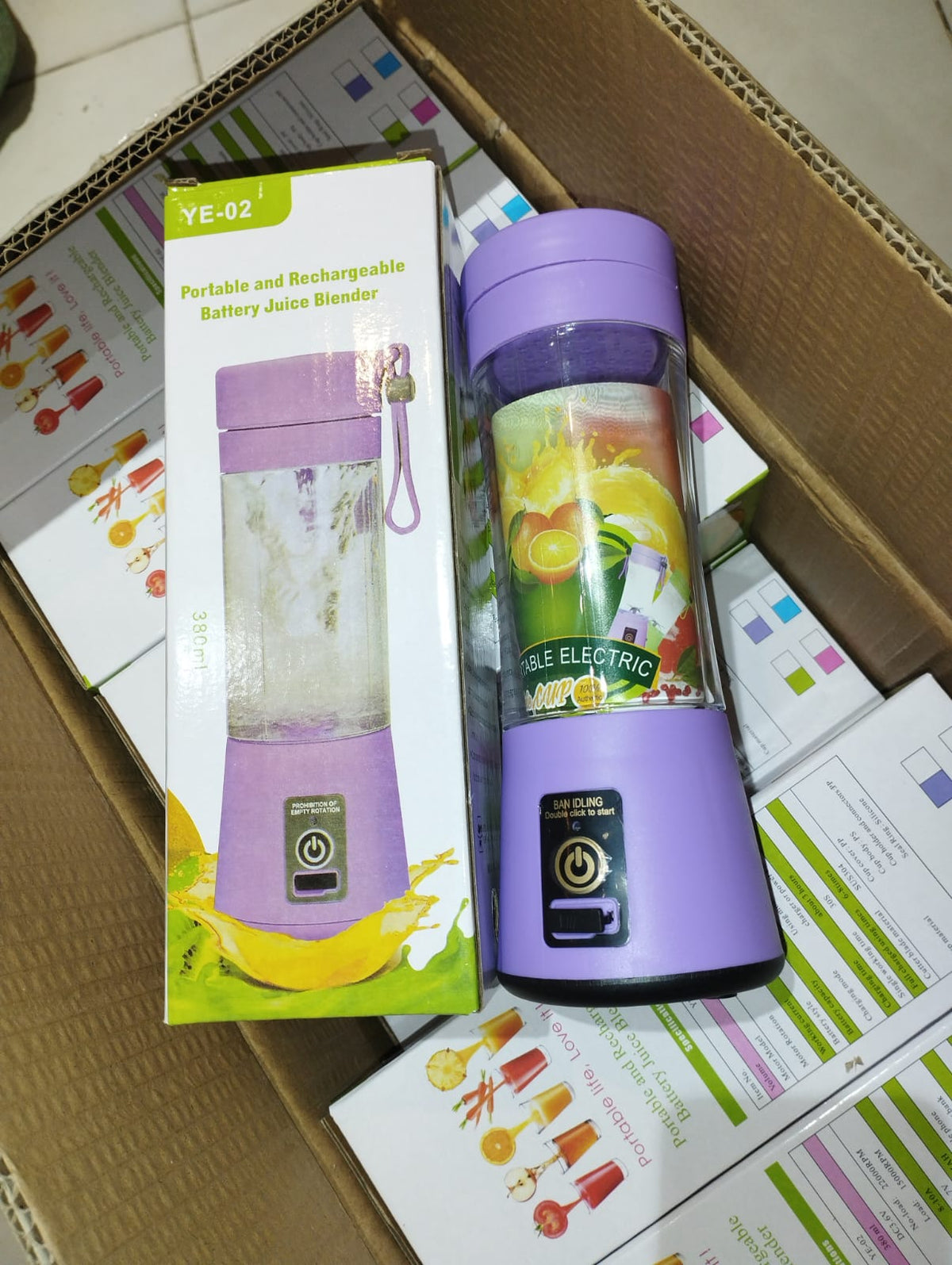Portable Blender 380ml – Rechargeable USB Personal Smoothie Maker with 6 Blades