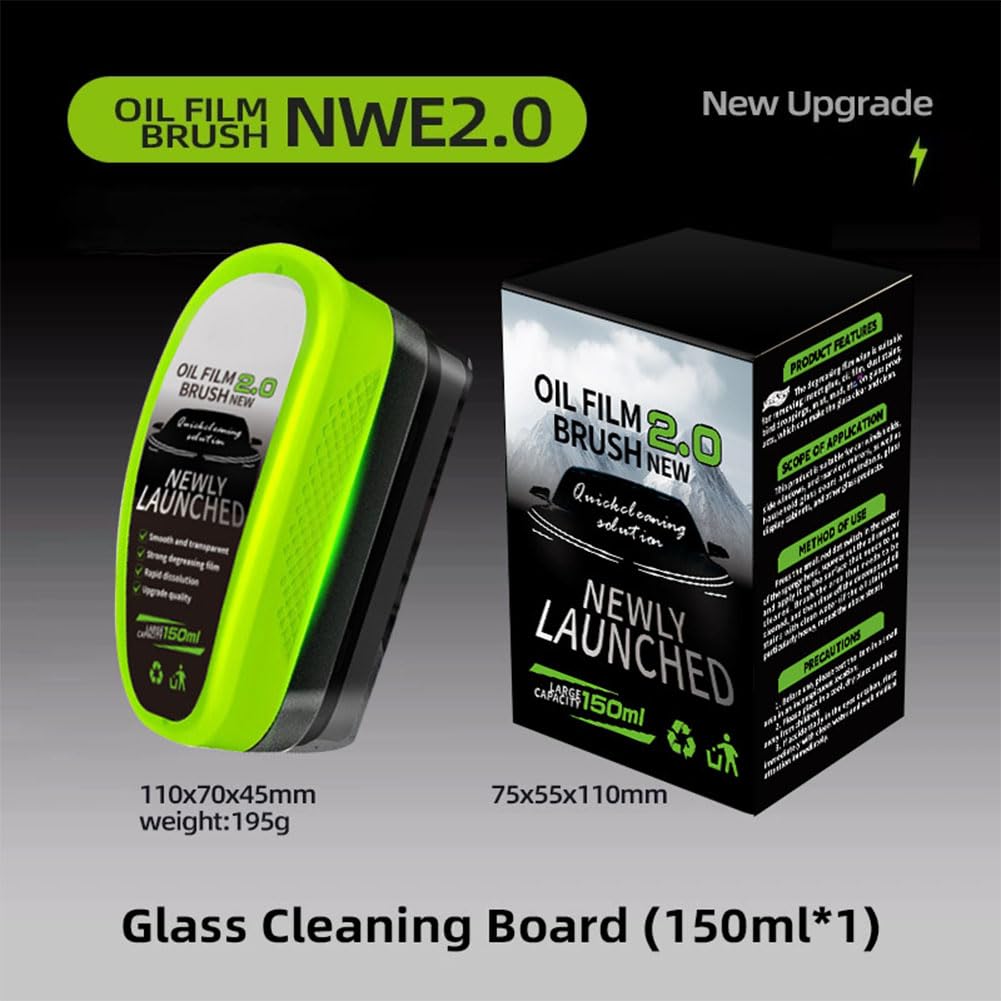 Oil Film Cleaning Brush 2.0 – Car Windshield & Glass Cleaner with Water-Repellent Coating