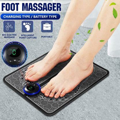 EMS Electric Foot Massager Mat – Smart Display USB Rechargeable Foot Massage Pad