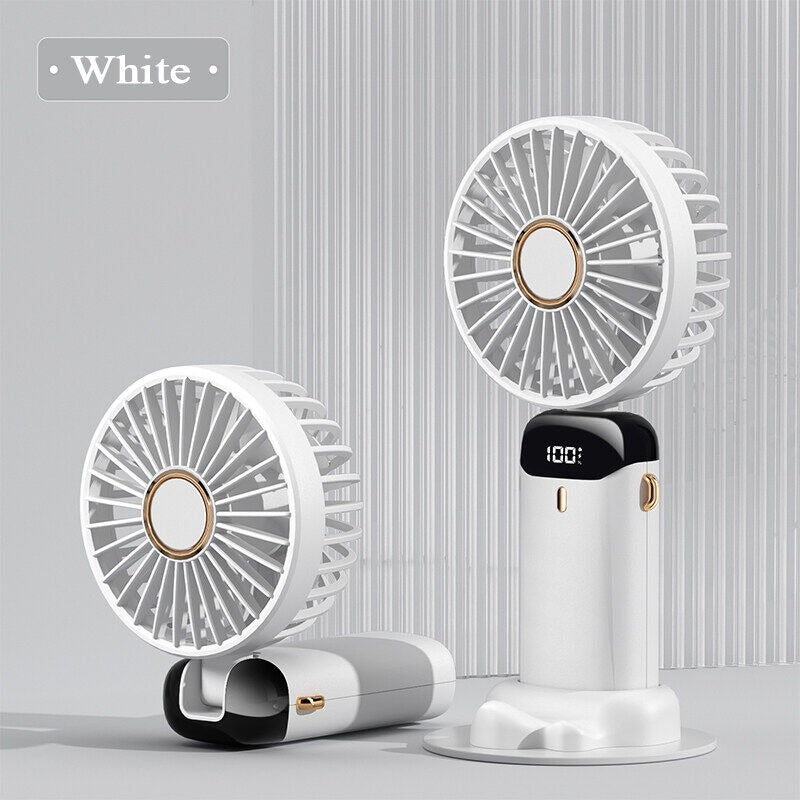 Digital Display Portable Mini Fan – 5-in-1 USB-C Rechargeable Handheld Fan