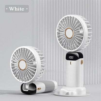 Digital Display Portable Mini Fan – 5-in-1 USB-C Rechargeable Handheld Fan