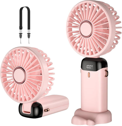 Digital Display Portable Mini Fan – 5-in-1 USB-C Rechargeable Handheld Fan