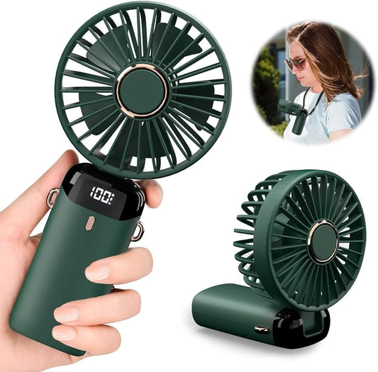 Digital Display Portable Mini Fan – 5-in-1 USB-C Rechargeable Handheld Fan