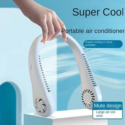 Portable Bladeless Neck Cooler – Hands-Free 360° Airflow USB Rechargeable Neck Fan 1200mAh