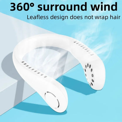 Portable Bladeless Neck Cooler – Hands-Free 360° Airflow USB Rechargeable Neck Fan 1200mAh