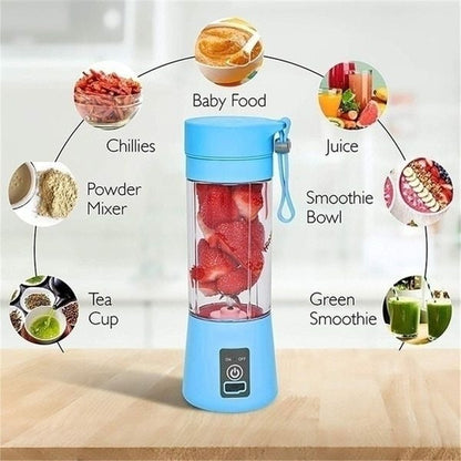 Portable Blender 380ml – Rechargeable USB Personal Smoothie Maker with 6 Blades