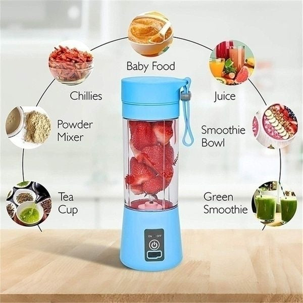 Portable Blender 380ml – Rechargeable USB Personal Smoothie Maker with 6 Blades