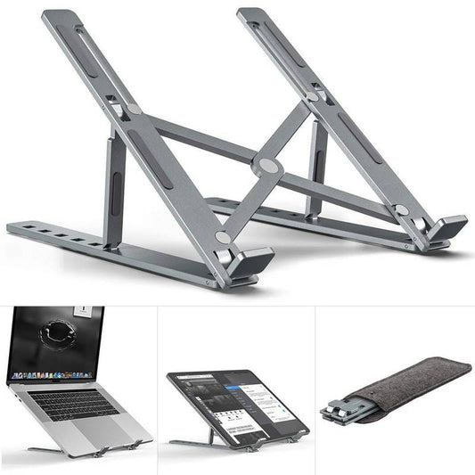 Adjustable Metal Laptop Stand – Foldable Portable Laptop Holder with Cover