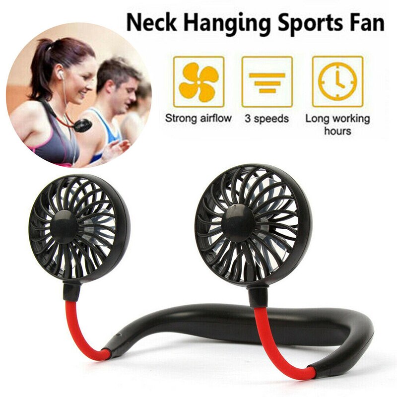 Portable Neck Fan – 360° Rotating Hands-Free USB Rechargeable Wearable Cooling Fan (Random Color)