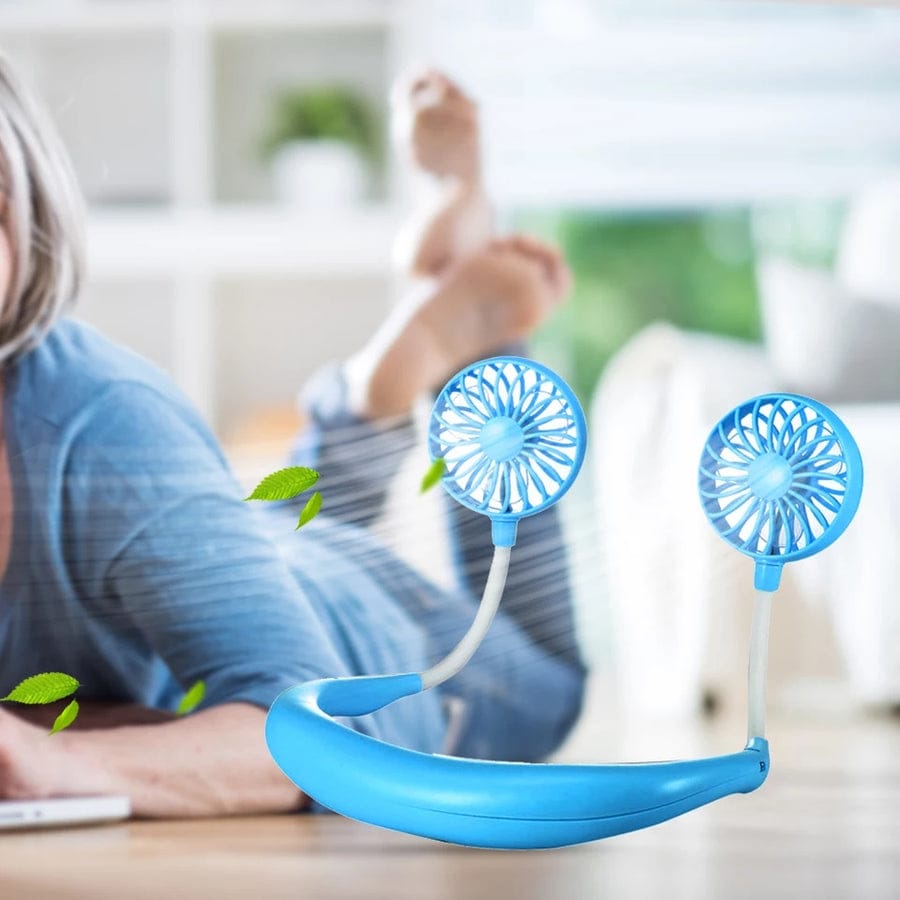 Portable Neck Fan – 360° Rotating Hands-Free USB Rechargeable Wearable Cooling Fan (Random Color)