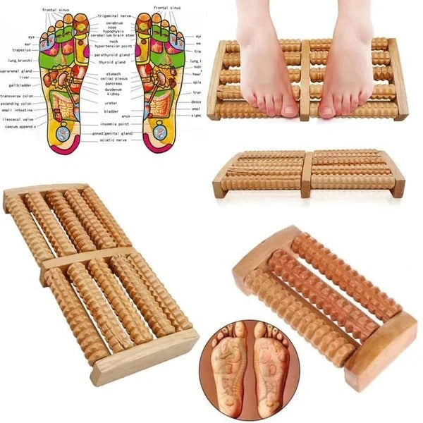 Traditional Wooden Roller Foot Massager – Durable Natural Wood Design for Relaxation & Daily Foot Care