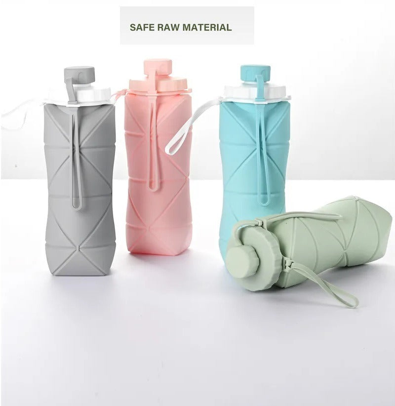 600ML Silicone Foldable Water Bottle – Collapsible, Leak-Proof Travel Bottle