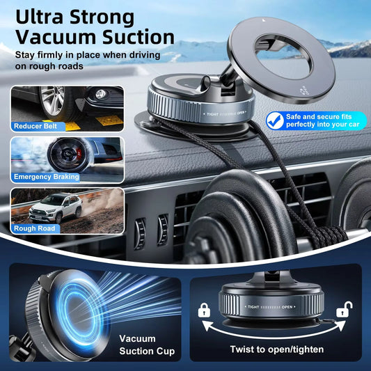 360° Rotating Magnetic Car Phone Holder – Strong Suction Dashboard Mount