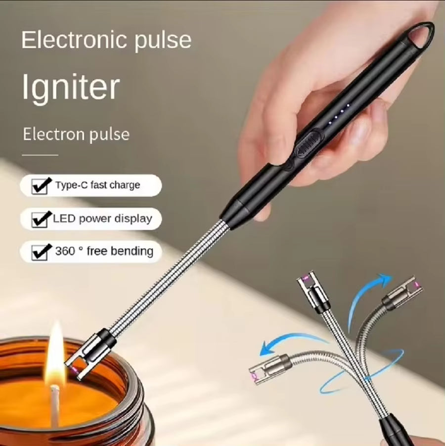 Rechargeable Arc Lighter – USB Metal Flameless Electric Lighter with Hanging Hook