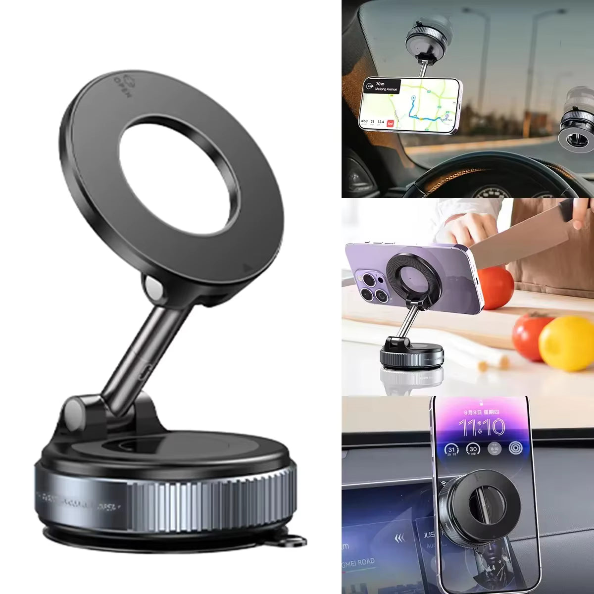 360° Rotating Magnetic Car Phone Holder – Strong Suction Dashboard Mount