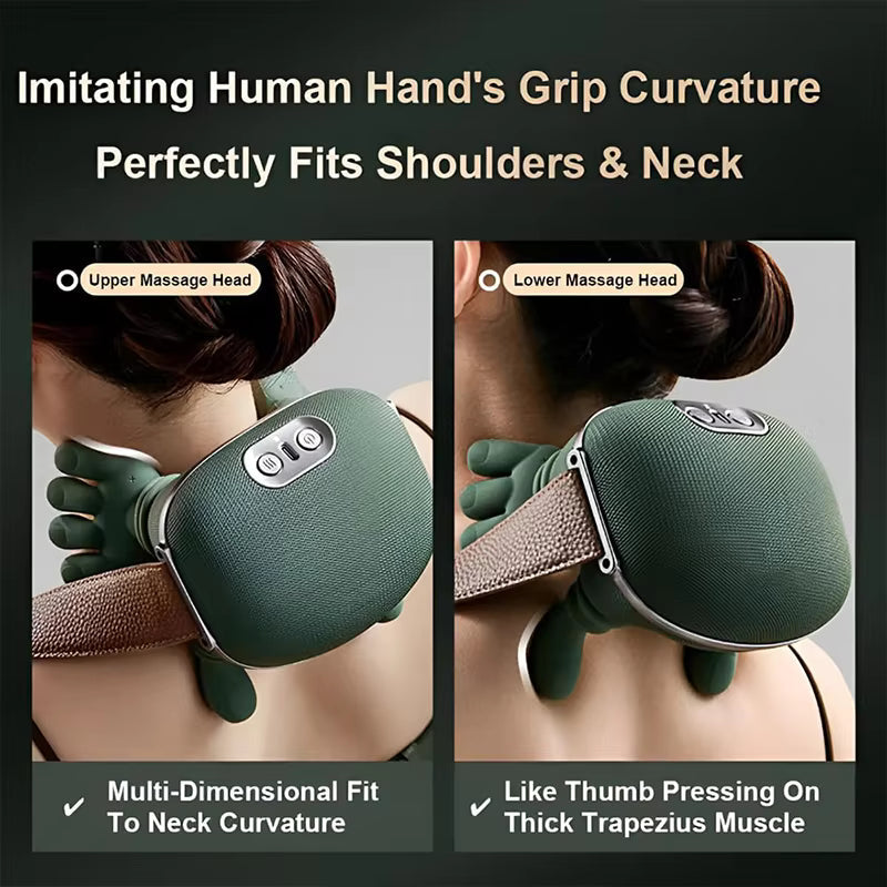 Smart Neck Massager – Heated Deep Kneading Shoulder & Back Massager with Adjustable Intensity